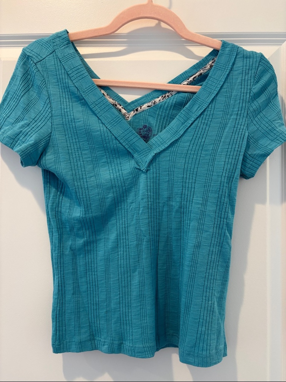 Pilcro Teal V-Neck Short Sleeve Tee